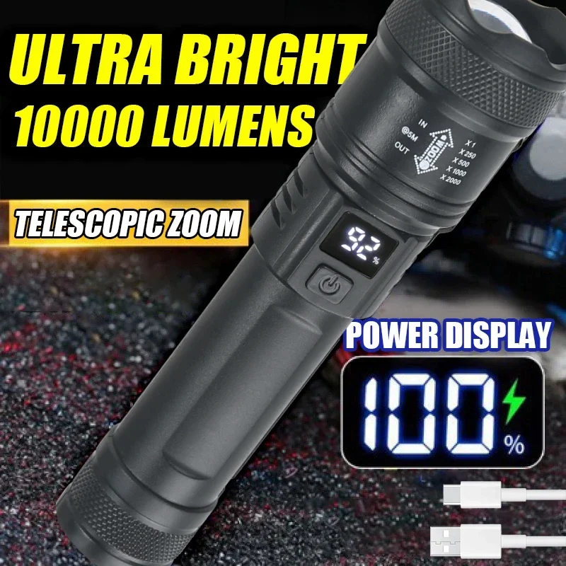 Outdoor Usb Power Bank - 9900lm leistungs starke LED-Taschenlampe Batterie Display