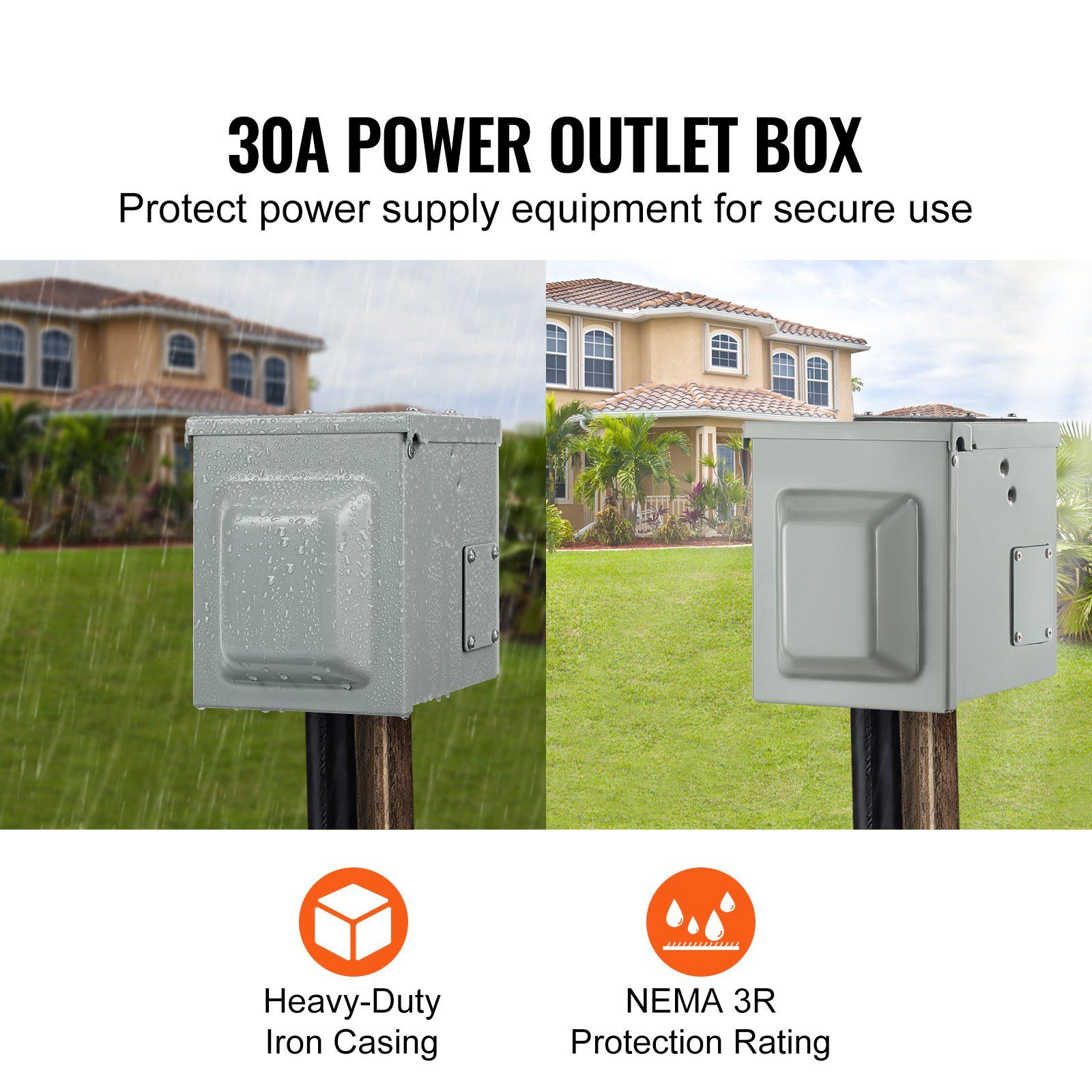 Für UL-Standards geprüfte 30-A – Outdoor Power Receptacle Box Bewertung und Preis
